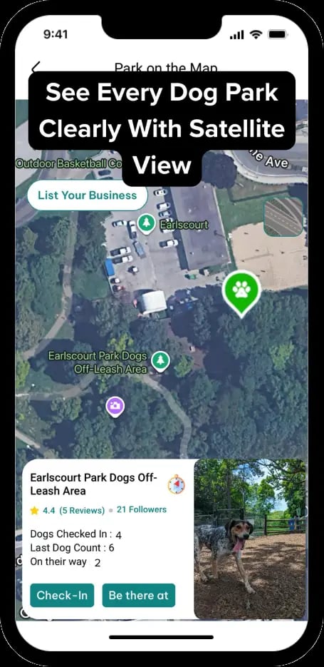 DogPack Satellite feature - Satellite view for better navigation and location discovery